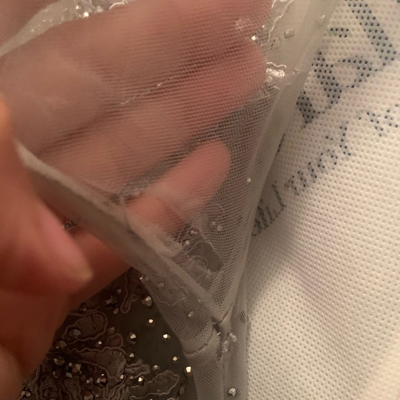 Grey/silver long sleeve MacDuggal evening gown - Picture 8 of 10